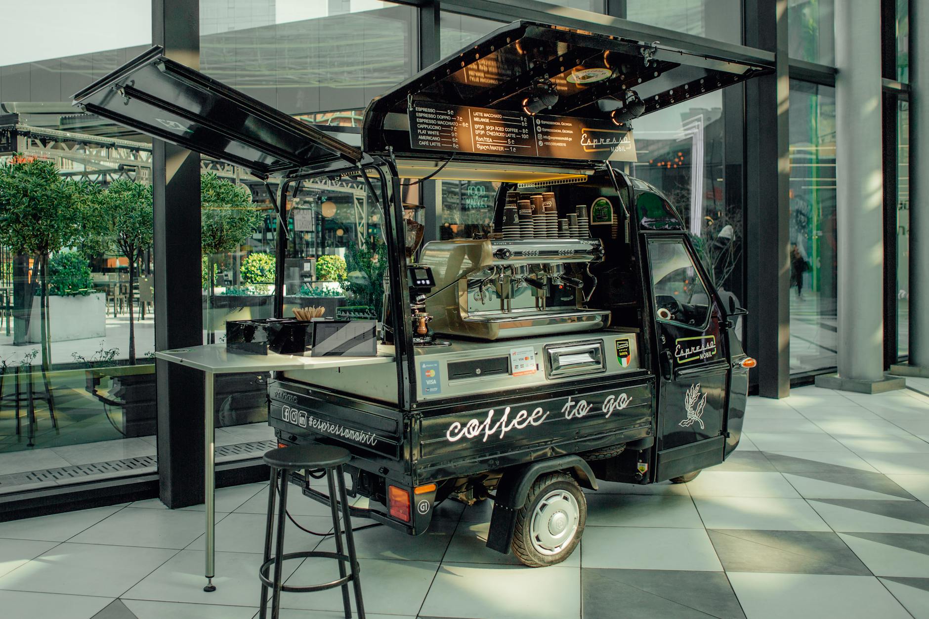 an espressomobil in a city