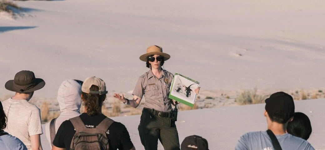 tourists with a tour guide