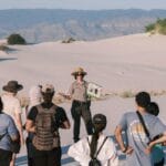 tourists with a tour guide