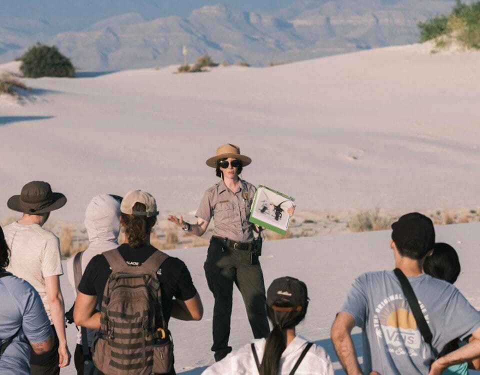 tourists with a tour guide