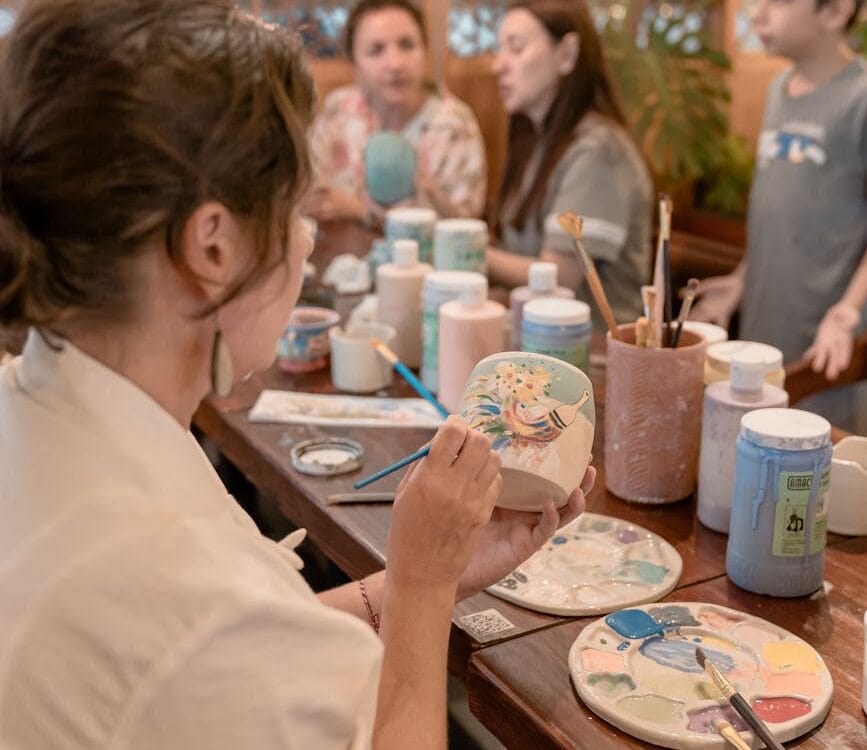 pottery painting workshop with family at maldives