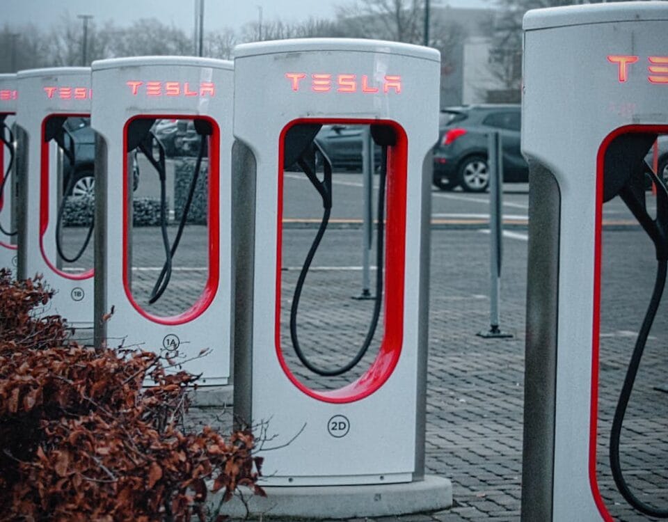 tesla charging stations in urban setting