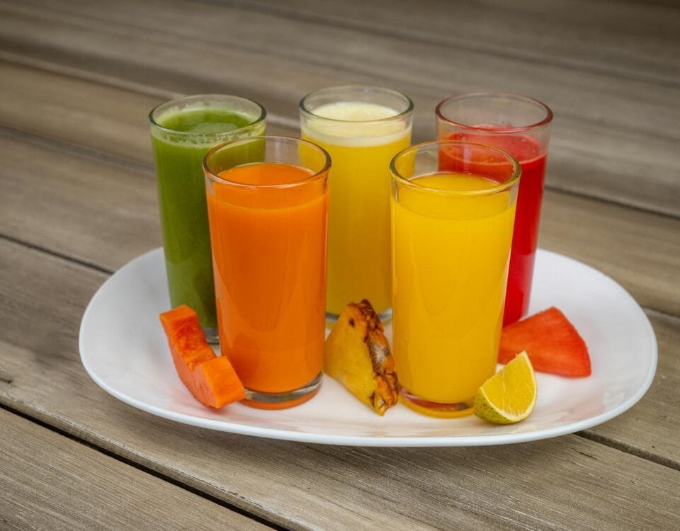 vibrant assortment of fresh fruit juices