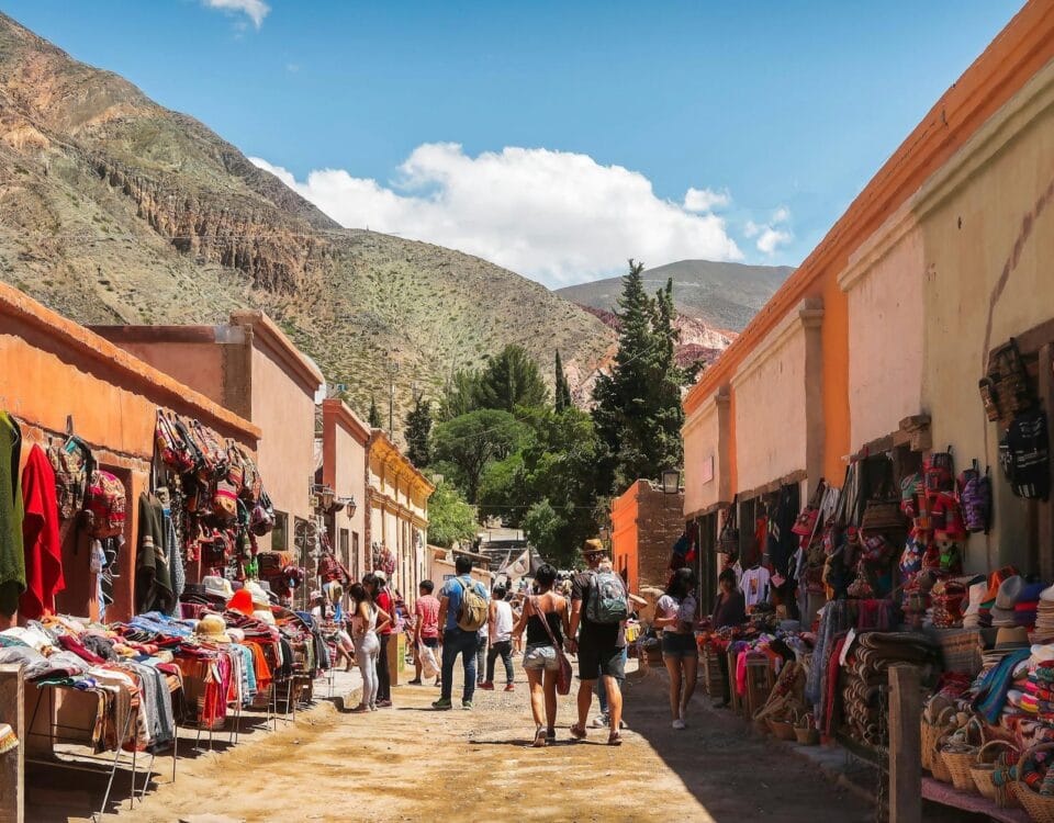 traditional craft and clothing market in mountain village