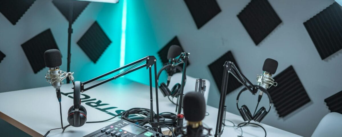 an intricate podcast setup