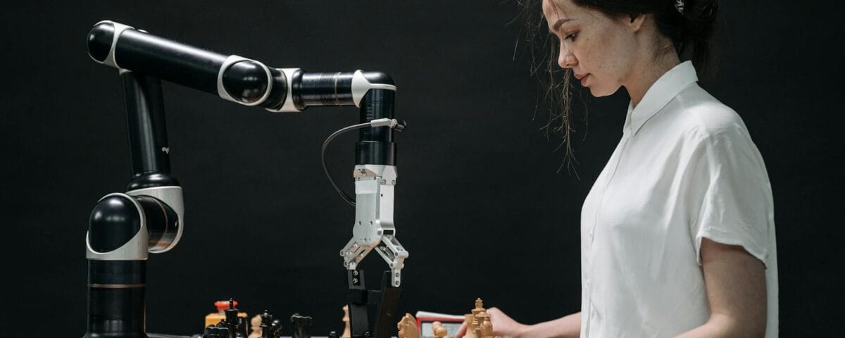 a woman playing chess