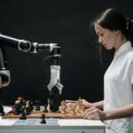 a woman playing chess