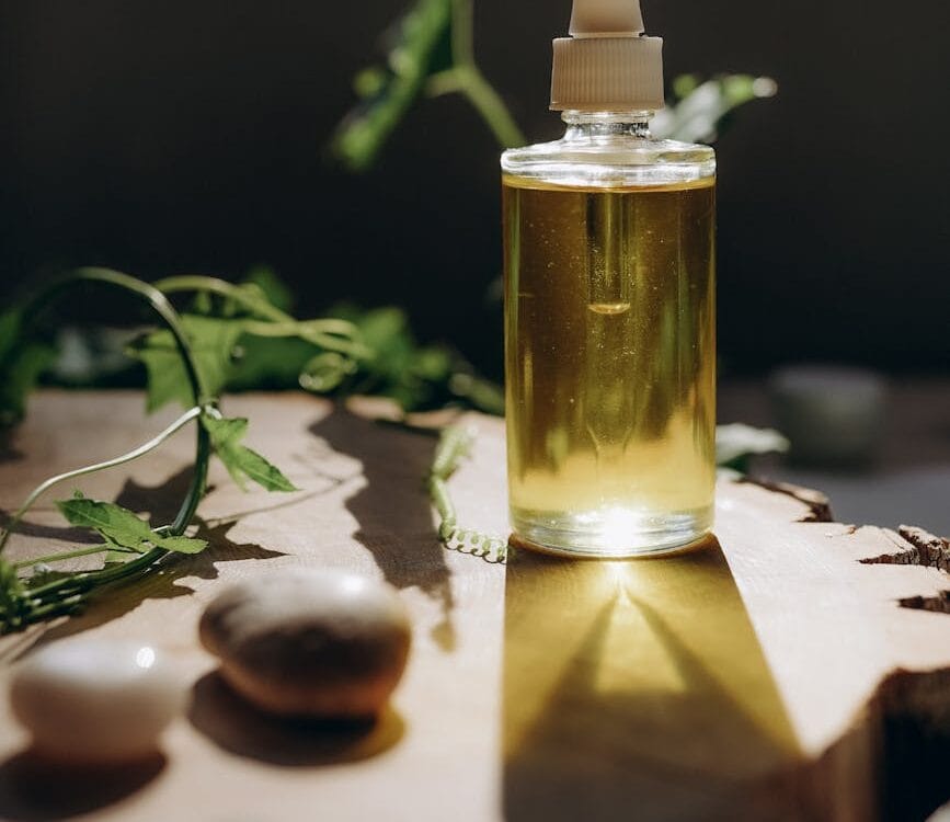 sunlight over flask on table